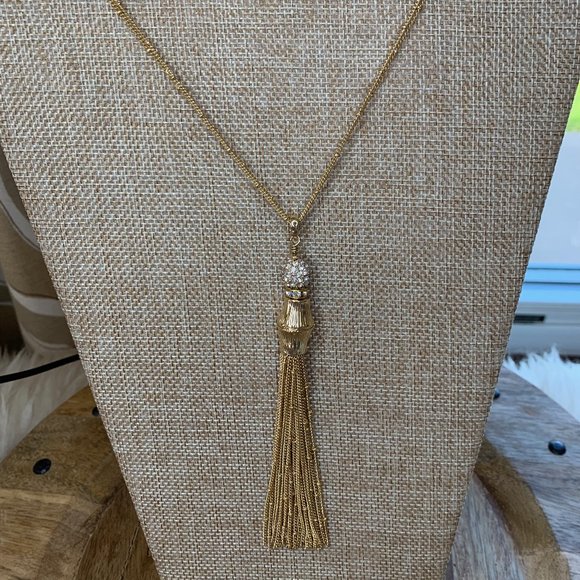 Lilly Pulitzer Double Strand Gold Tassel Necklace